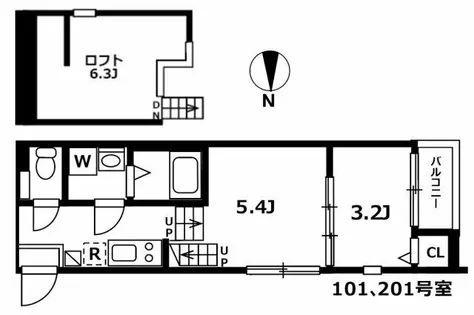 メモリアル【201号室】の間取り
