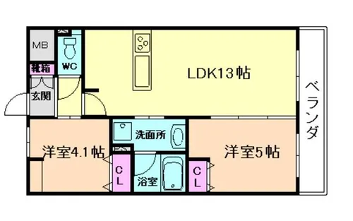 スプランディッド池田呉服町【404号室】の間取り