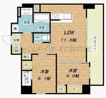 ユープテリア天王寺【6階】の間取り