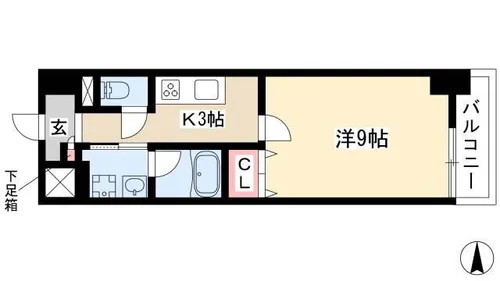 トレヴィ高岳【1003号室】の間取り