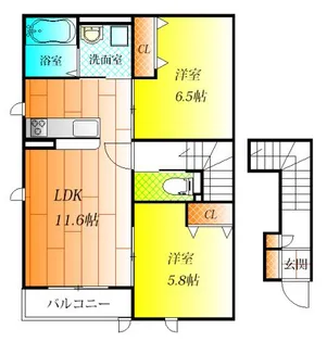 WING弐番館【2階】の間取り