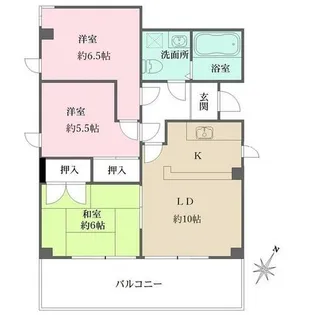 北広田ヒルサイドテラス 南棟【3階】の間取り