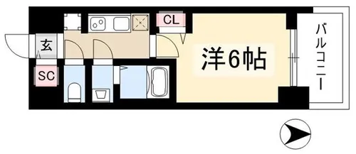 プレサンス名古屋菊井セルカ【5階】の間取り