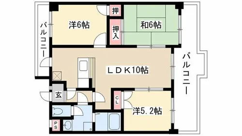 BELLA植田山【1階】の間取り