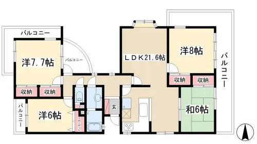 パルナス岳見町【201号室】の間取り