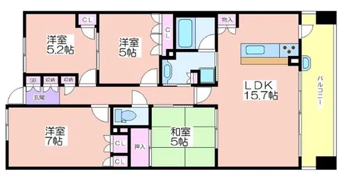 リバーガーデンコスモスクエア【7階】の間取り
