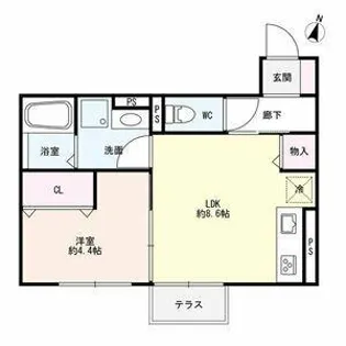 スカイコートB棟【1階】の間取り