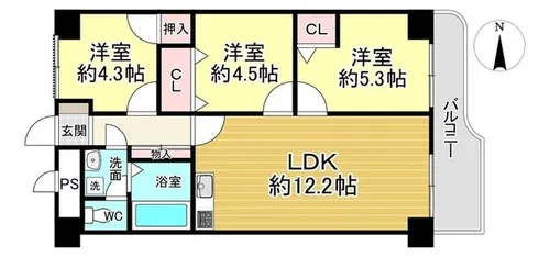 西賀茂ハイツ【608号室】の間取り