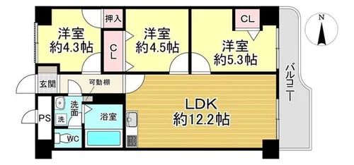 西賀茂ハイツ【608号室】の間取り