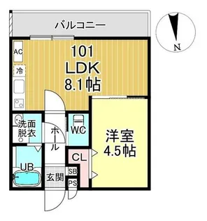 Casa Wood 丹波橋【101号室】の間取り