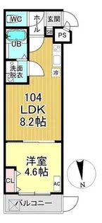 Casa Wood 丹波橋【104号室】の間取り