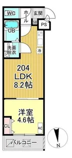 Casa Wood 丹波橋【204号室】の間取り