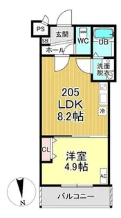 Casa Wood 丹波橋【205号室】の間取り