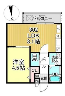 Casa Wood 丹波橋【302号室】の間取り