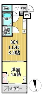 Casa Wood 丹波橋【304号室】の間取り