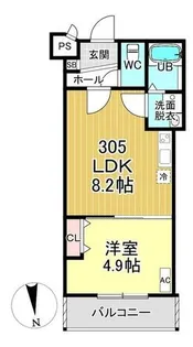 Casa Wood 丹波橋【305号室】の間取り