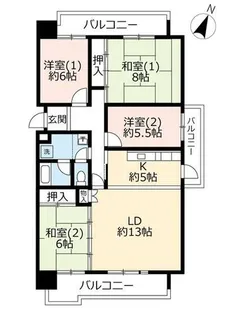 UR洛西竹の里【0020601号室】の間取り