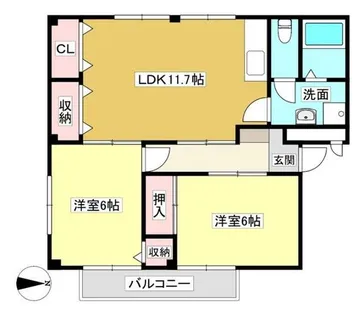 グランデージ山春 A【201号室】の間取り