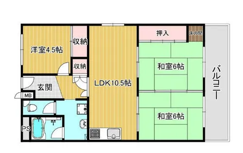 南京終マンションA棟【2階】の間取り