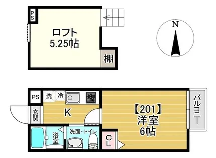 ロフティ北花山Ⅰ【201号室】の間取り