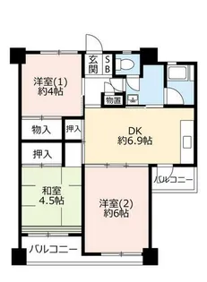 UR洛西新林【0300907号室】の間取り