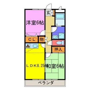 2LDKの間取り画像