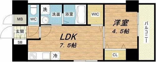 La CASA 上本町【10階】の間取り