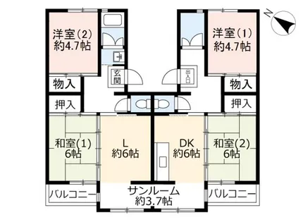 UR花山東【0040502号室】の間取り