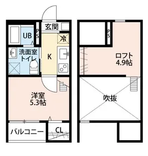 コンフォート上高畑【102号室】の間取り