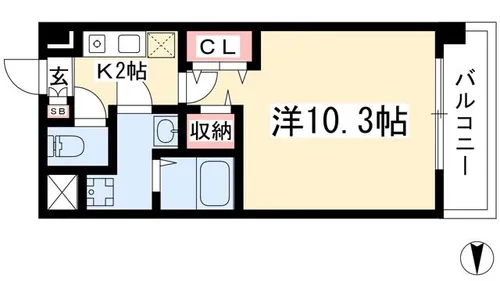 1Kの間取り画像