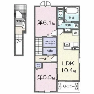 ジュネスⅡ【2階】の間取り