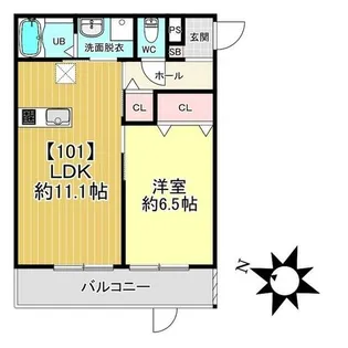 LClass亀岡【101号室】の間取り