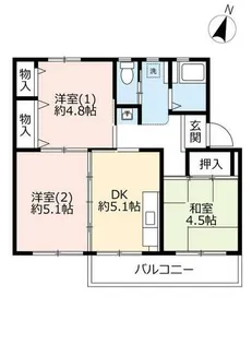 UR中登美第三【C090403号室】の間取り