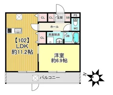 LCLASS亀岡【102号室】の間取り