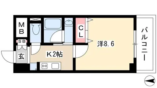 レジディア高岳【4階】の間取り