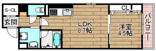 グランブルー高槻【401号室】の間取り