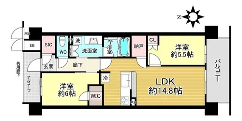 シエリア京都桂川駅前【308号室】の間取り