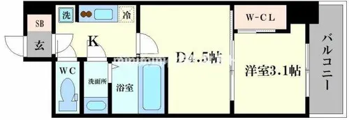 セレニテ難波グランデシュッド【15階】の間取り