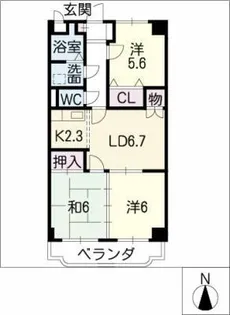 ユーミーマンション岩谷【4階】の間取り