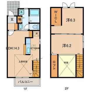 愛知県西尾市平坂町北新田【テラスハウス】の間取り