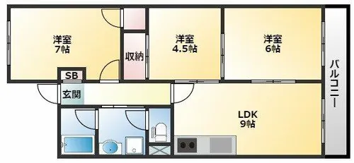 八尾樋口マンション【3階】の間取り