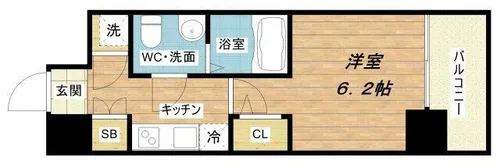 アドバンス西梅田ラシュレ【14階】の間取り
