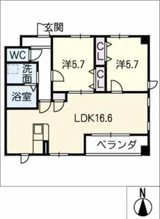 ハイツパークサイドⅢ【2階】の間取り