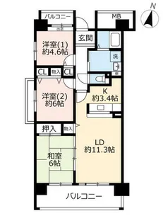 URアーバンラフレ虹ヶ丘西【0040807号室】の間取り