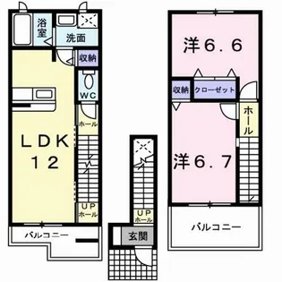 ストレリチア・オ-ガスタ【2階】の間取り