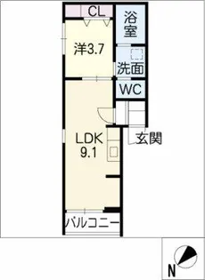 コンパートハウス大曽根【1階】の間取り