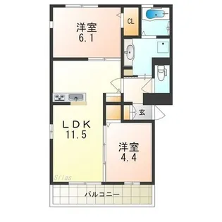 エヴァンタイユ羽衣A棟【2階】の間取り