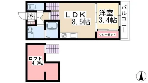 Park Side 吹上【105号室】の間取り