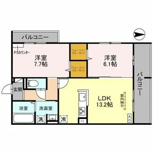 (仮称)D-ROOM京都市中京区西ノ京【2階】の間取り