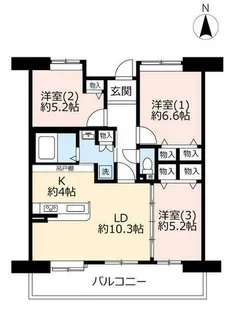 UR八尾若草【0050102号室】の間取り